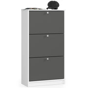 Scarpiera AKORD Bianco 60 cm 3 ante inserto frontale Grigio Grafite 60x28,5x113 cm
