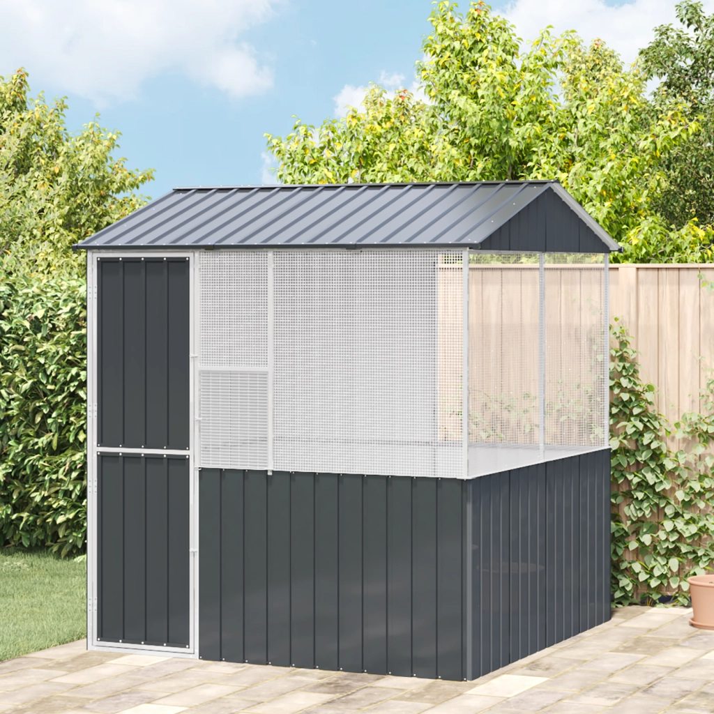 gabbia per uccelli  antracite 215x78x200 cm acciaio zincato