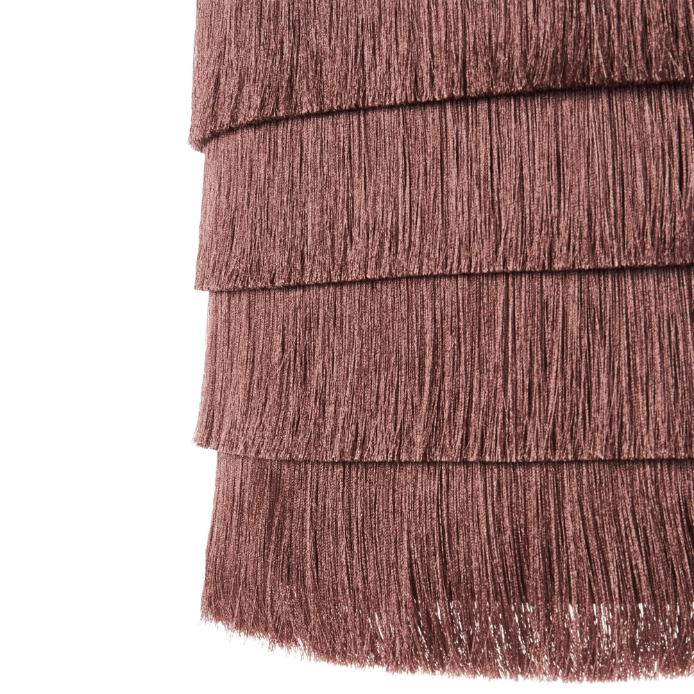 Lampada a sospensione in tessuto poliestere rosa con frange Design moderno Luce per il soggiorno