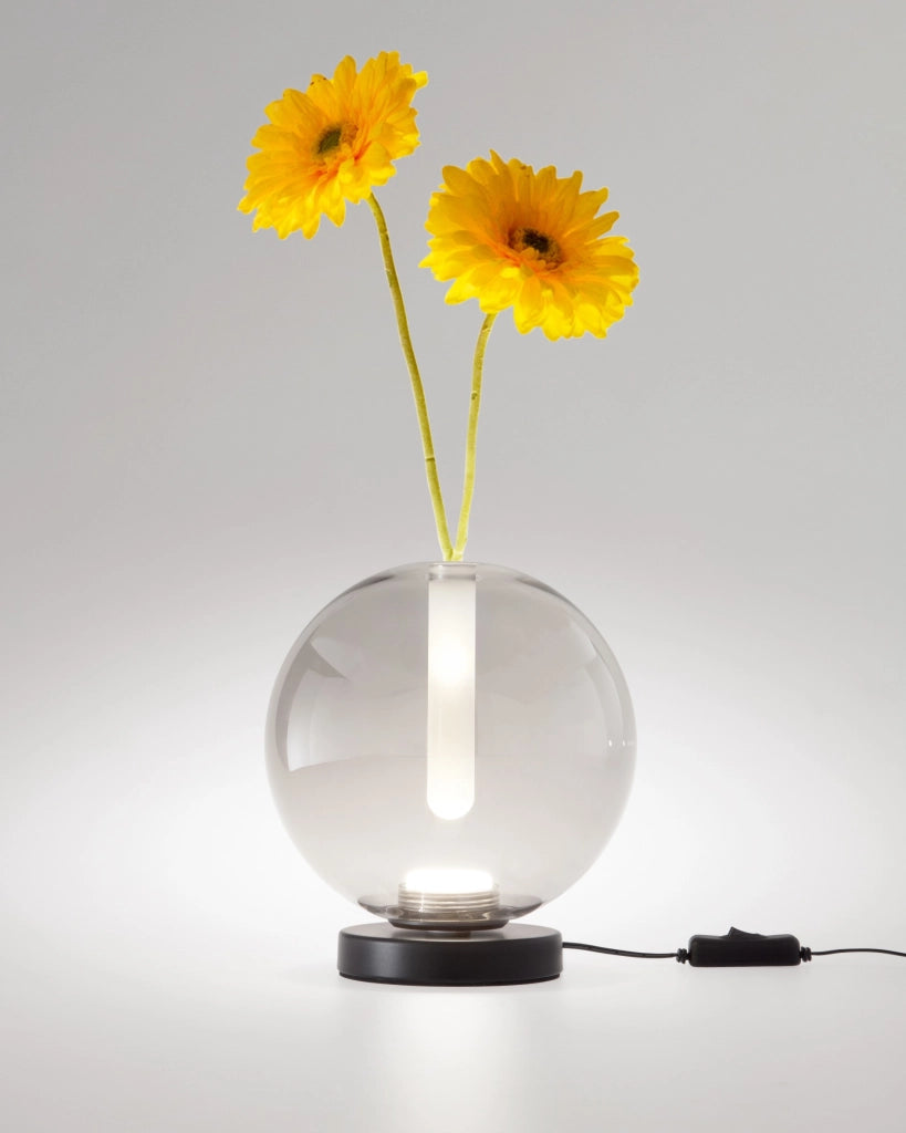 Lampada da Tavolo Wengen Grigio Trasparente, LED 7W 540lm, Vetro Borosilicato, Dimmerabile Touch CCT 2700K-3000K-4000K IP20 - Wengen