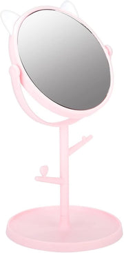 Specchio di trucco rotante con ingrandimento Hollywood - base antiscivolo - supporto di fissaggio - design gatto scherzoso