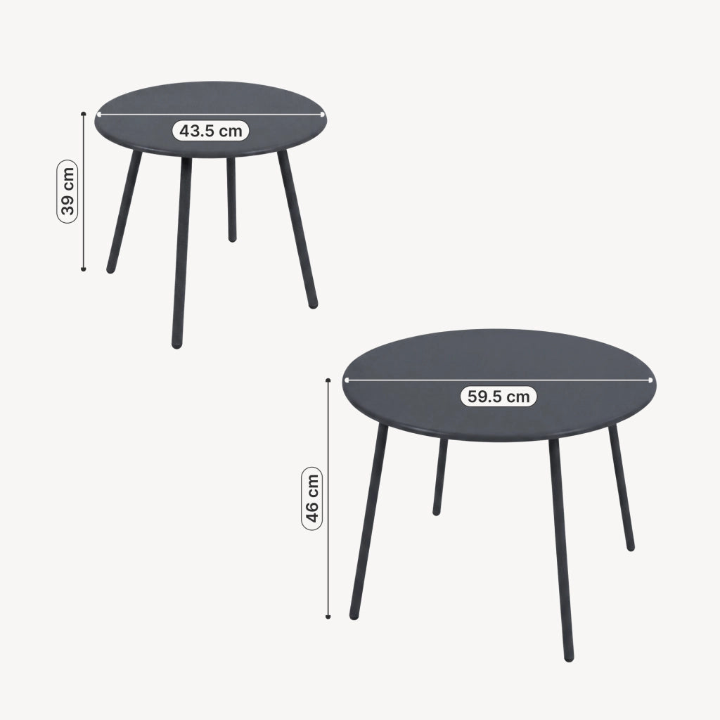 Set di 5 Mobili da Giardino Kivanta 2 Tavolini Rotondi 2 Poltrone e Divano - Grigio Scuro/Beige [en.casa]