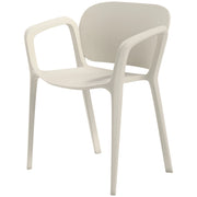 Sedie da Giardino Impilabili con Braccioli; 4 Sedie da Esterno con Schienale Ergonomico in Plastica per Terrazza e Balcone; Bianco