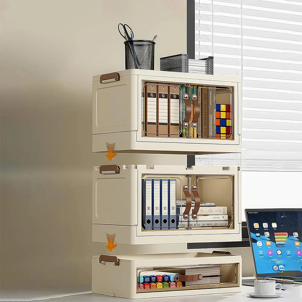 Trade Shop - Mobiletto Organizer Pieghevole A 2 Ripiani Con Cassetto Armadietto Da Scrivania Camera -
