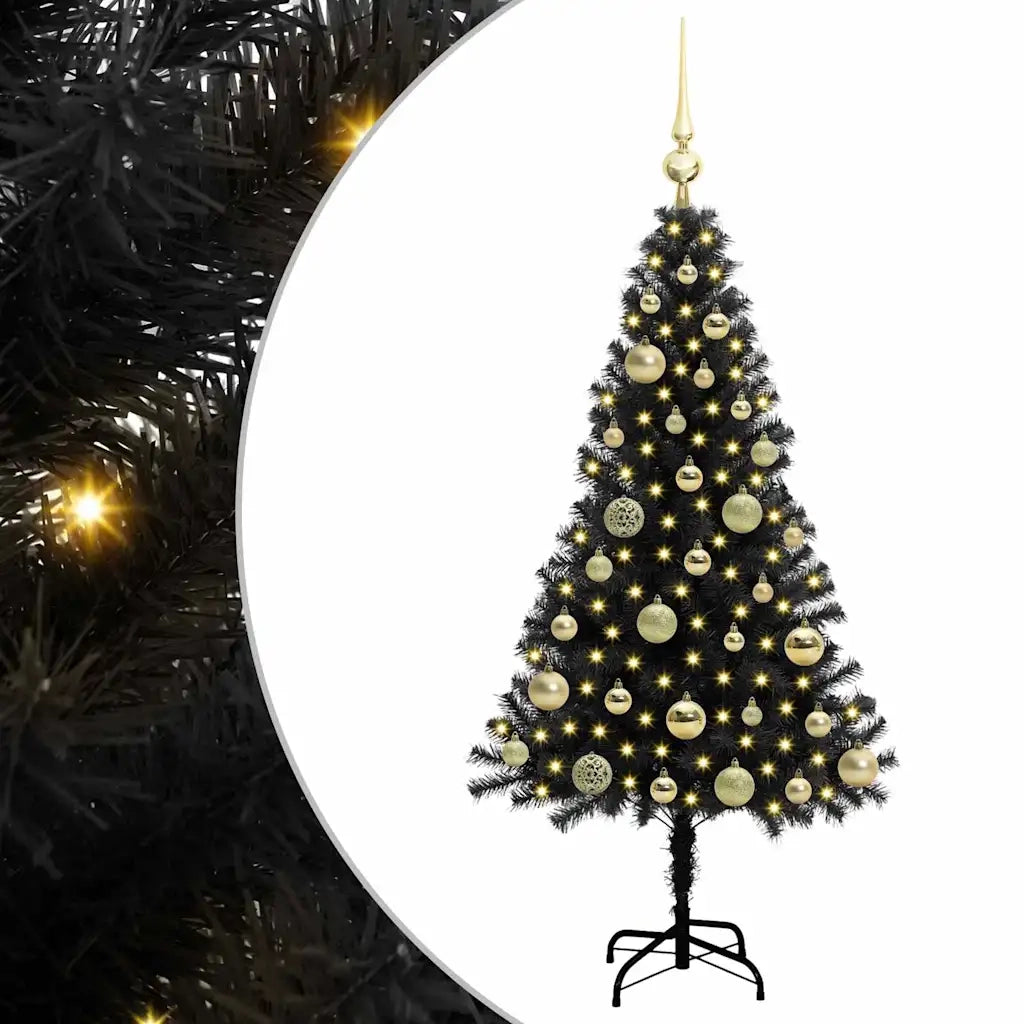 Albero di Natale con 150 LED con supporto Nero 120 cm PVC 3396460