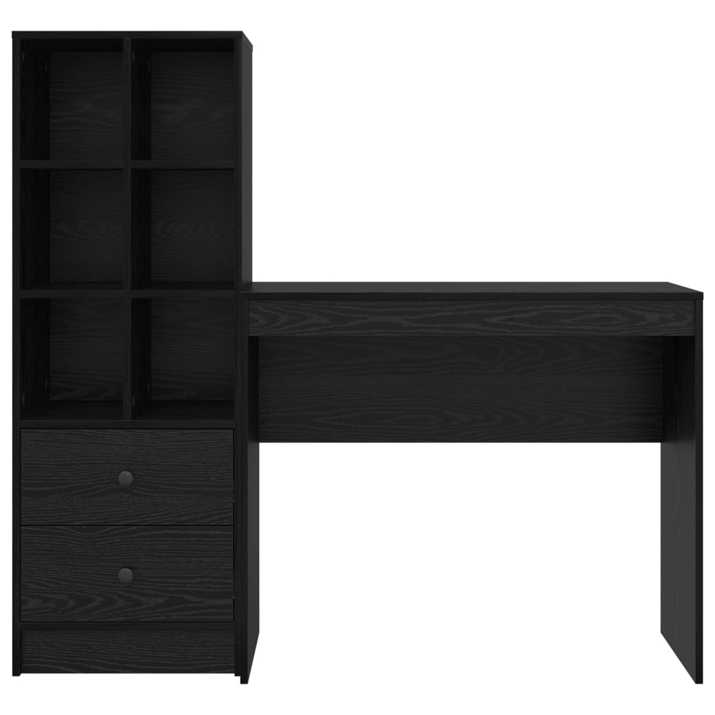Scrivania con Storage Rovere Nero Legno Ingegnerizzato