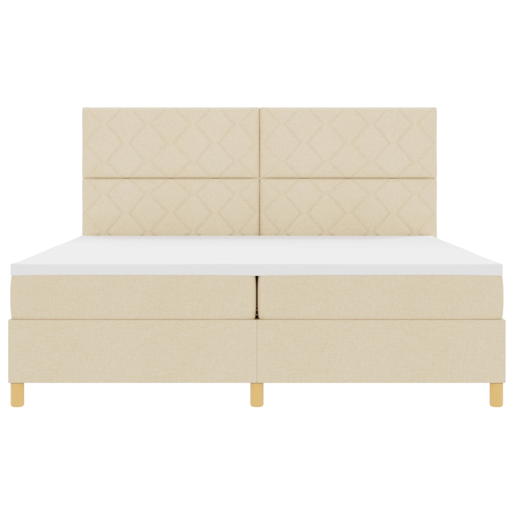 Letto con Box Spring e Materasso & LED panna 200x200 cm in tessuto