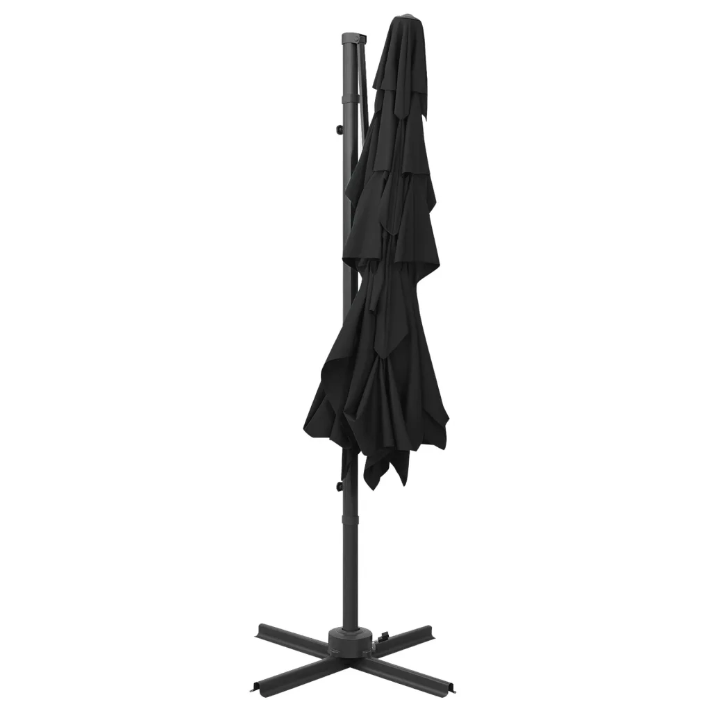 Ombrellone a Sbalzo a 4 Livelli-Ombrello da giardino Palo Alluminio 250x250 cm Nero