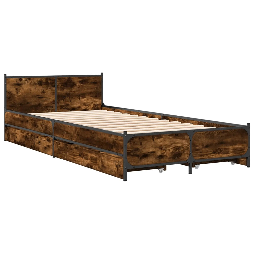 Struttura letto con testata con ruota Rovere Fumo 80 x 200 cm 3429694