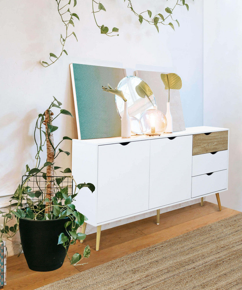 Mobile Bradley 147x39x82 h cm in Legno Bianco