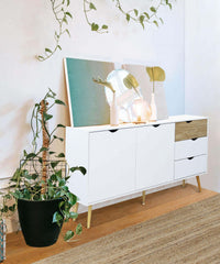 Mobile Bradley 147x39x82 h cm in Legno Bianco