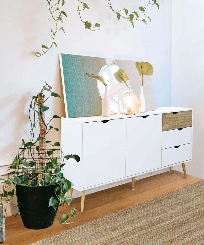 Mobile Bradley 147x39x82 h cm in Legno Bianco