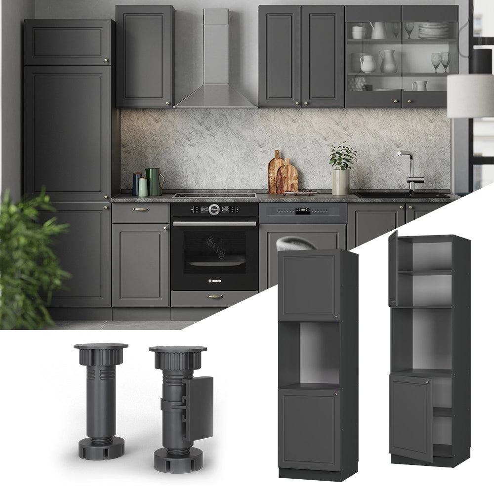 Vicco Mobile per forno da incasso Landhaus antrazit-oro 60 cm aperto