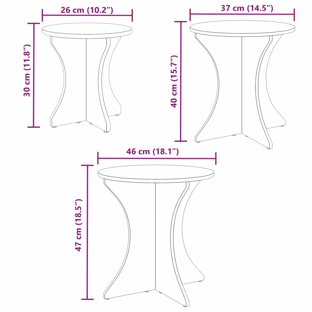 Tavolino da salotto 3 pcs Bianco 873569