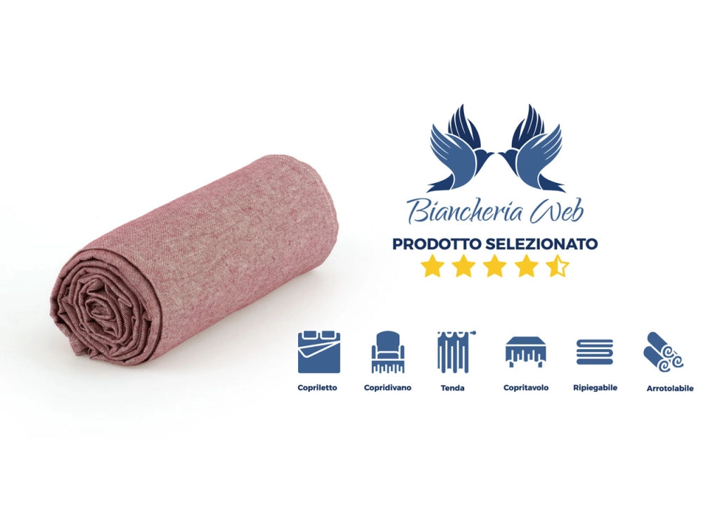 Telo Arredo Granfoulard Copritutto Cotone Made Italy Vari Disegni Arredatutto Copriletto Multiuso - 1 Piazza - Prezioso Blu