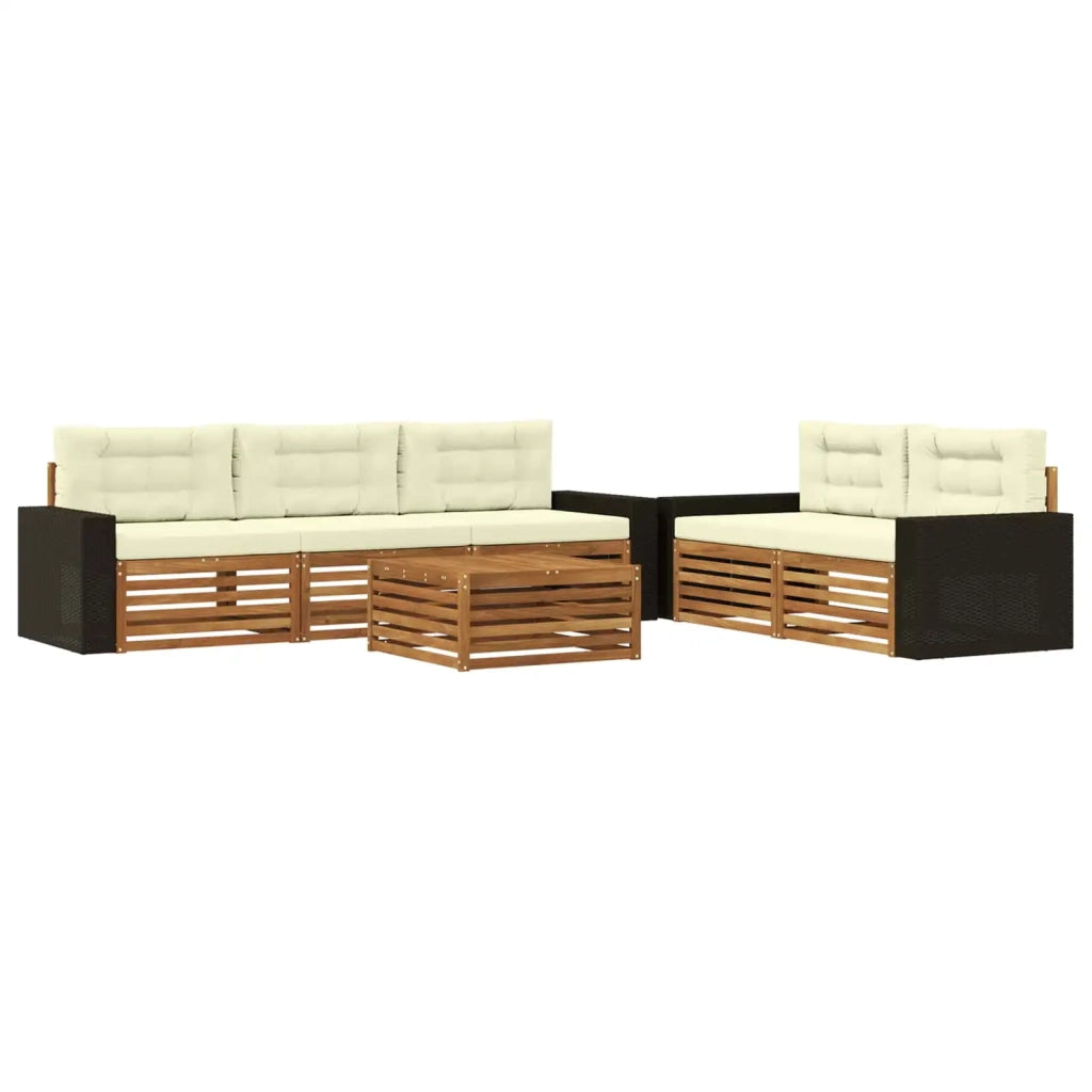 Set di divani da esterno 6 pz Naturale e Crema 3383033