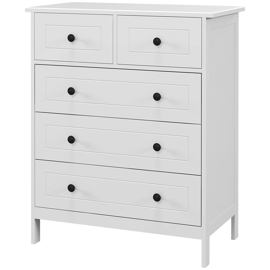 Cassettiera 5 Cassetti 74x40x91 cm in Legno  Bianco