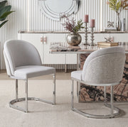 Set di 2 sedie in ciniglia grigio e argento
