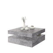 Tavolino quadrato girevole - Truciolare - Decoro cemento grigio chiaro - Classico - L 78 x P 78 x H 35,4 cm - CAFF