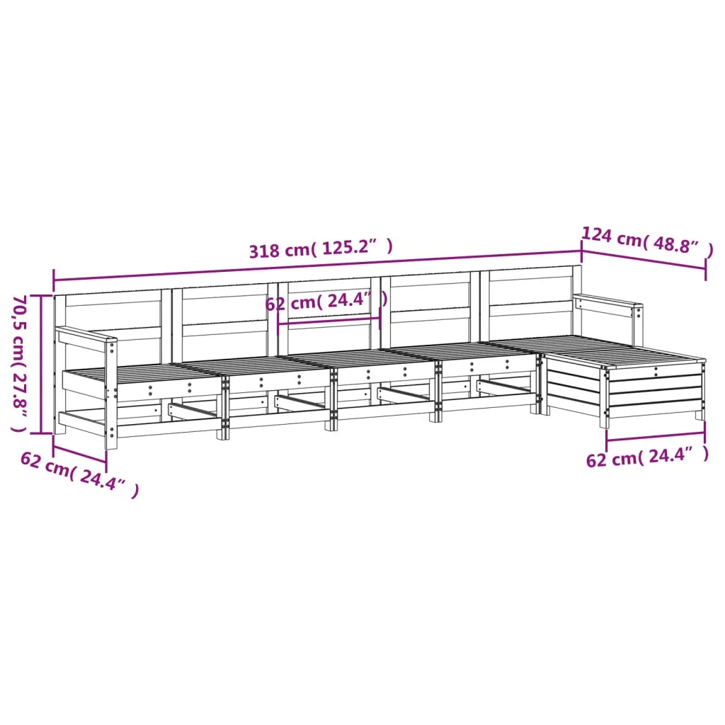 Set Divani da Giardino 6 pz Bianco in Legno Massello di Pino 3250861