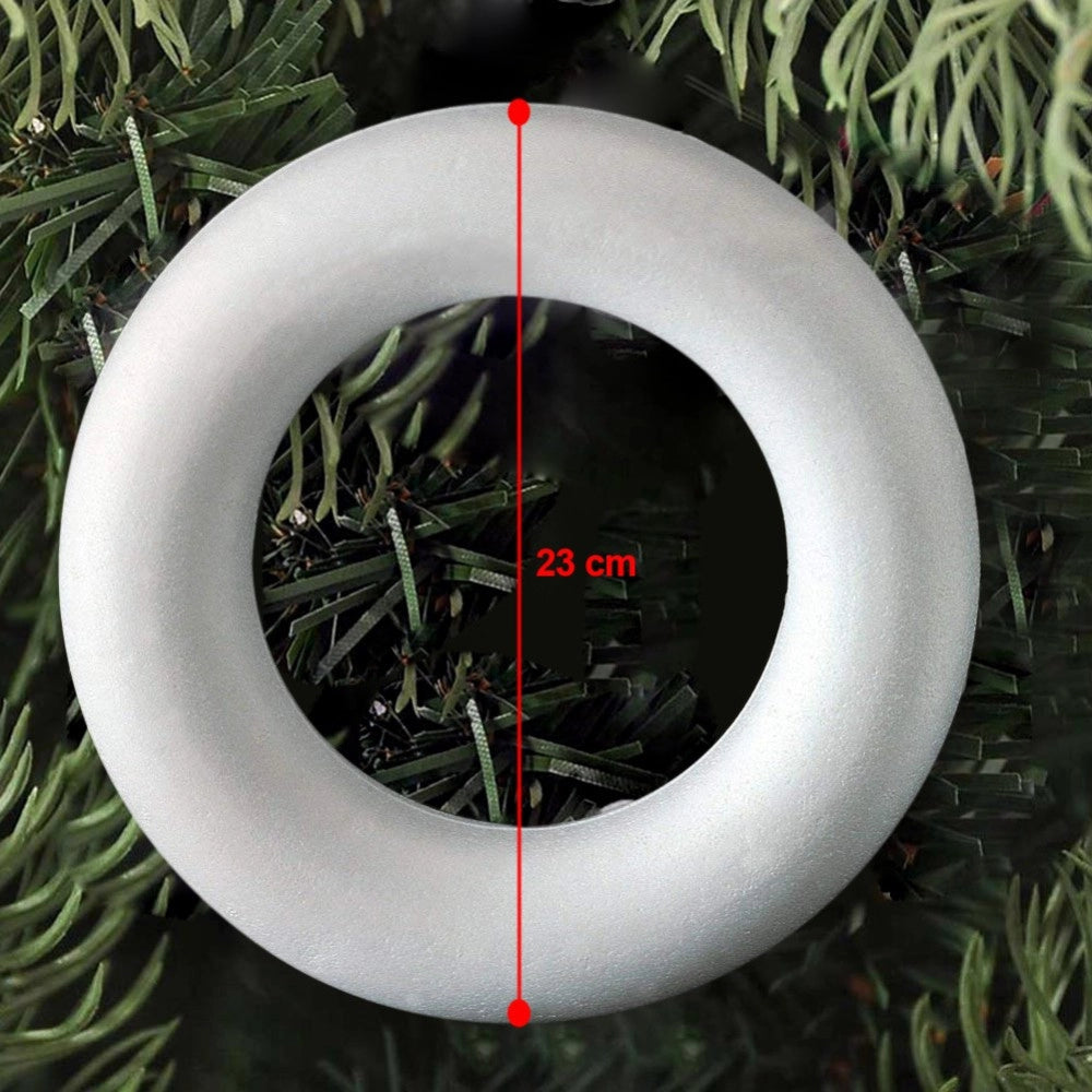 Trade Shop - 2 Anelli Di Polistirolo 23 Cm Bianchi Per Decorazioni Natalizie Addobbi Natale -