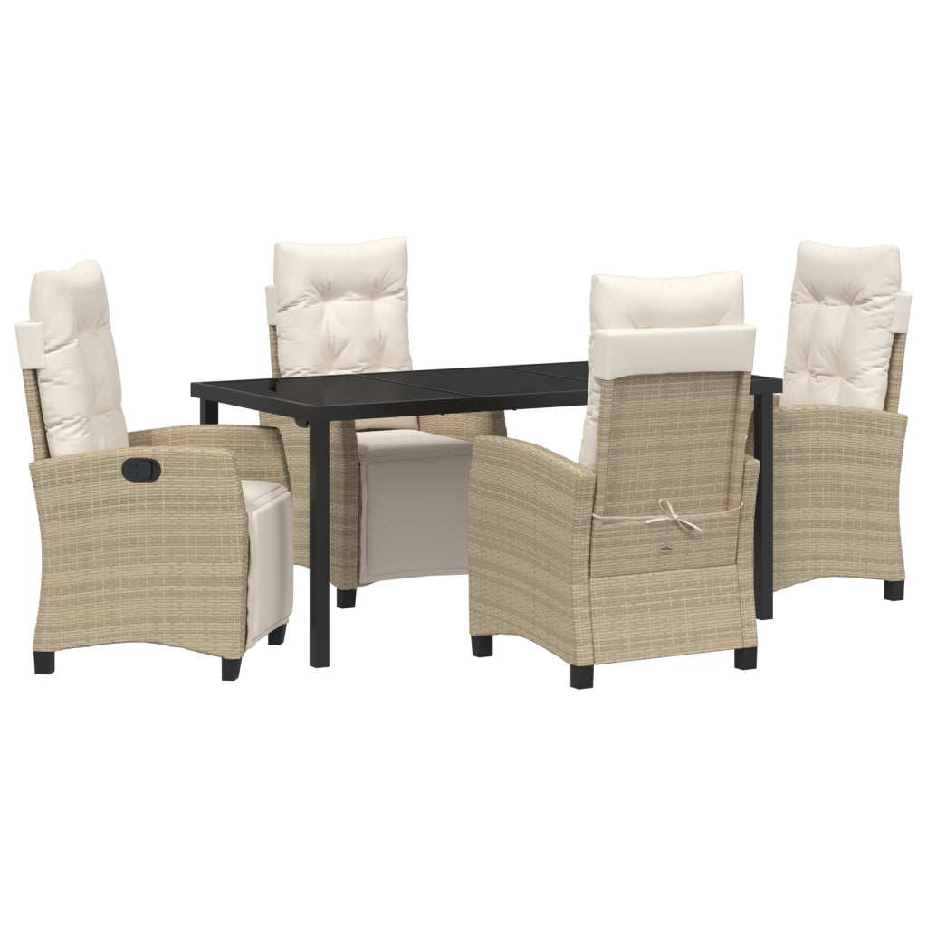 Set da Pranzo da Giardino 5 Pezzi Beige in Polyrattan