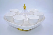 Set 6 Tazzine Tazze caffe' in Porcellana Bianca con Vassoio Girevole Cuore