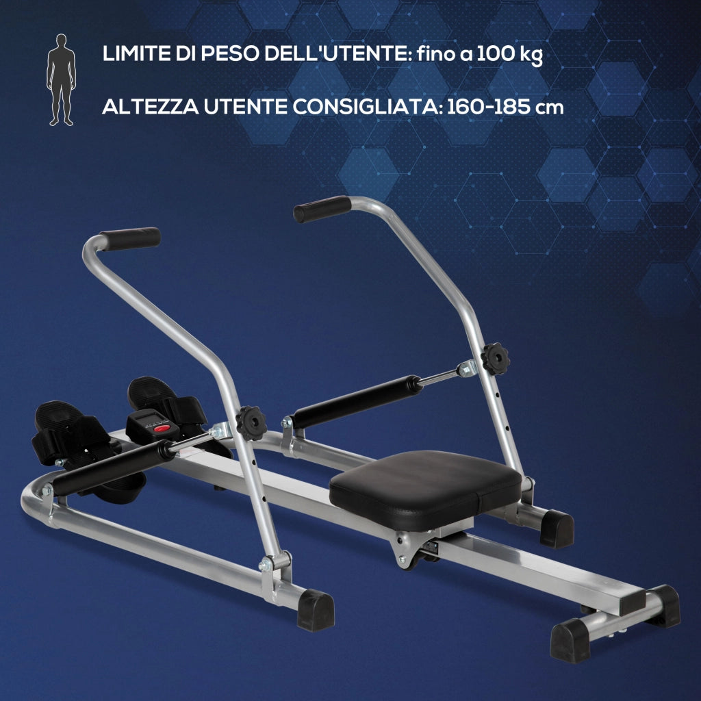 EasyComfort Vogatore Pieghevole, 4 Livelli di Resistenza e Display, Acciaio e ABS, 129x70x70 cm
