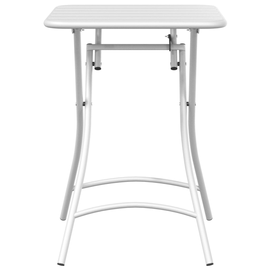 Tavolo da Giardino Pieghevole  Bianco 55x55x73 cm in Acciaio