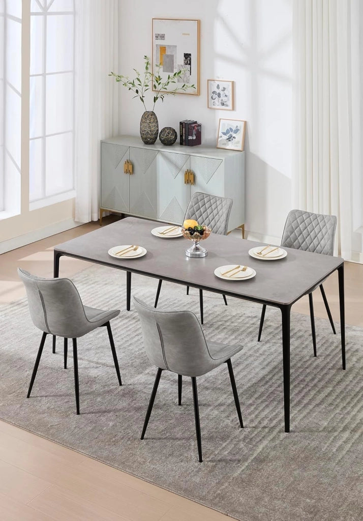 set di 2 sedie cucina moderne sedie imbottite Adatte per Sala da Pranzo, Soggiorno, Camera da Letto Estetica in Ecopelle Grigio Metallo BH210gr-2