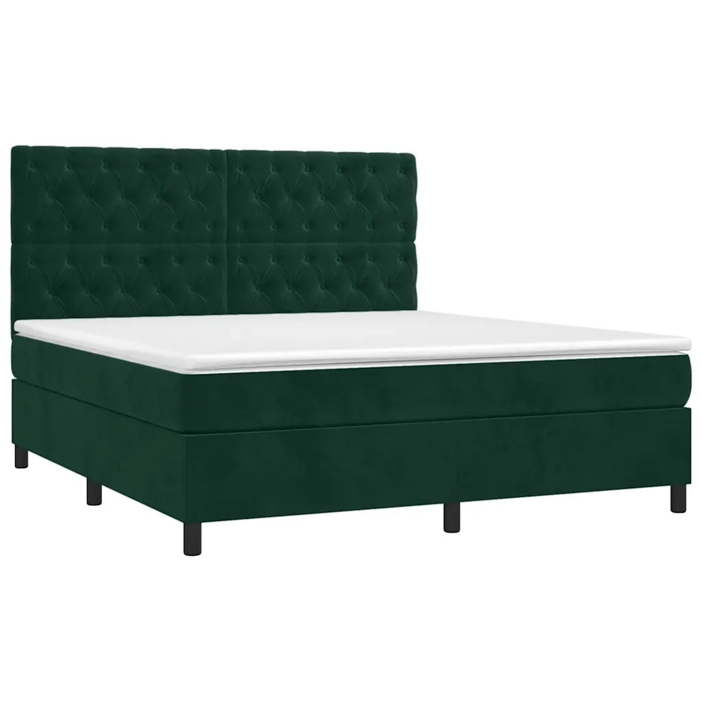 Giroletto a Molle con Materasso Verde Scuro 160x200 cm Vellutocod mxl 125155