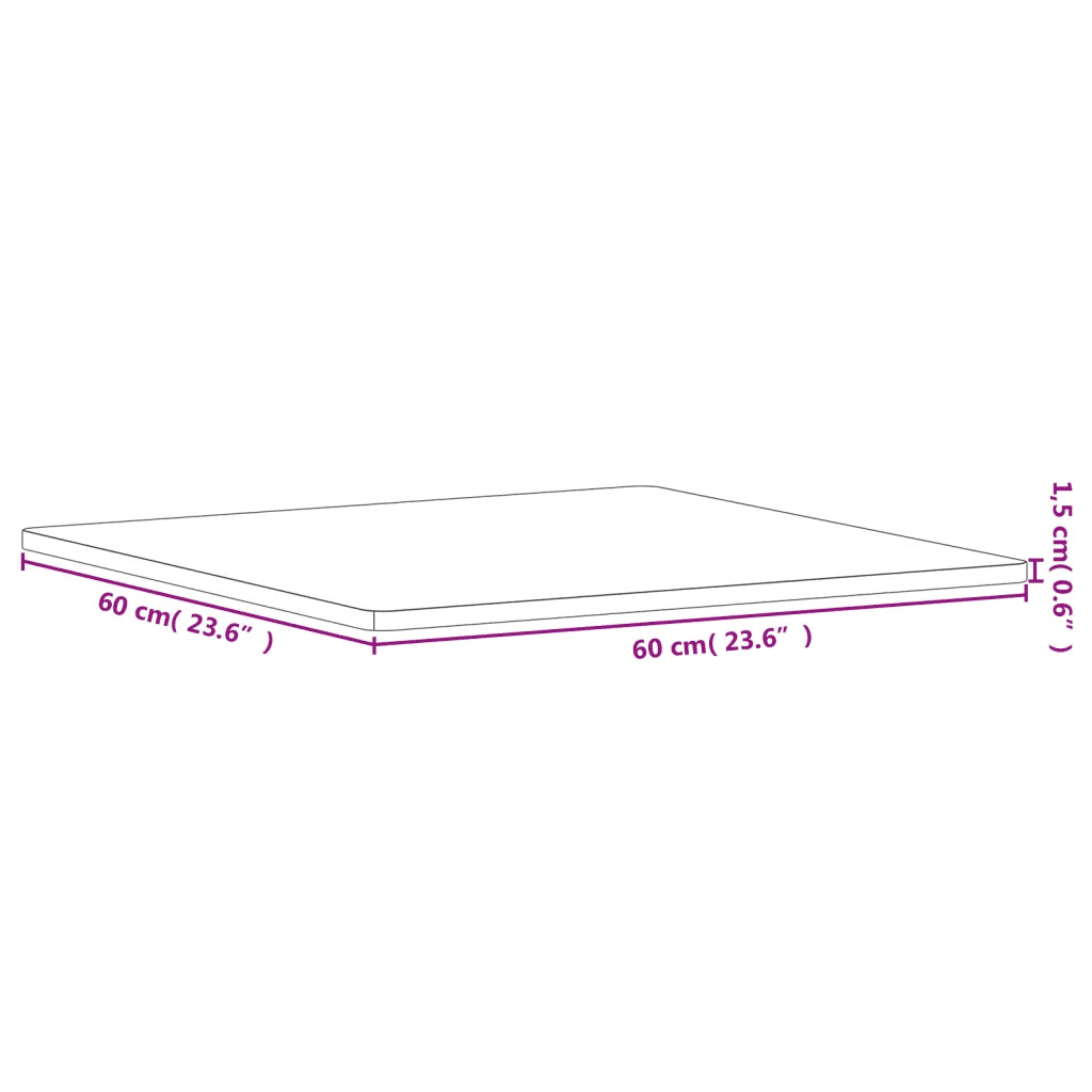Piano per Tavolo 60x60x1,5 cm Quadrato Legno Massello di Faggio 355950