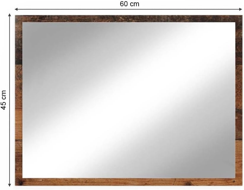 Specchio bagno Kiko, Rovere rustico, 45 x 60 cm, per montaggio a parete, abbinabile ai mobili da bagno Kiko