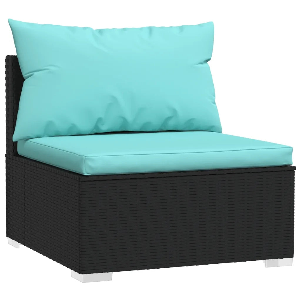 Set Divani da Giardino 10 pz con Cuscini in Polyrattan Nero cod mxl 34628