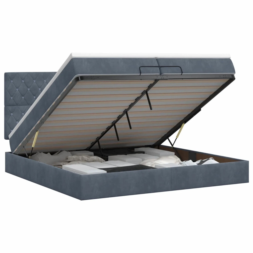 Letto ottomano con materasso Grigio Scuro 200 x 200 cm Velluto 3457672
