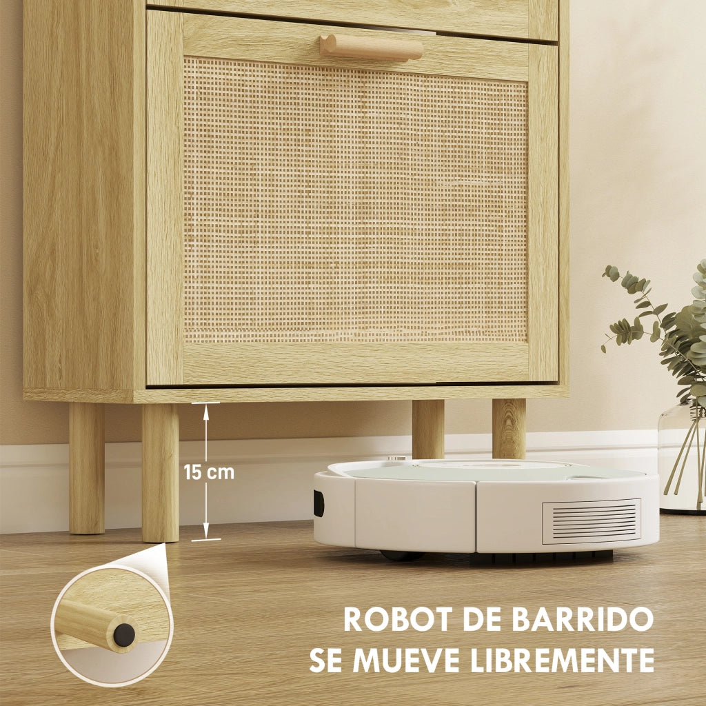 Scarpiera con cassetti e ripiano ¨C zephmum ¨C 80x24,5x110 cm rovere