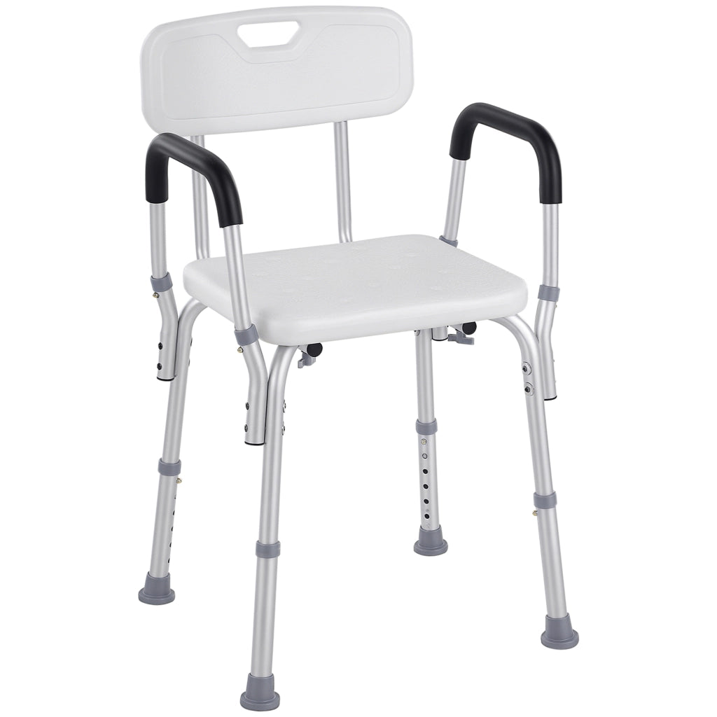 Sedia da Doccia ¨C zephmum ¨C Alluminio, Altezza Regolabile 71-84cm, Bianco 51.5x51.5cm