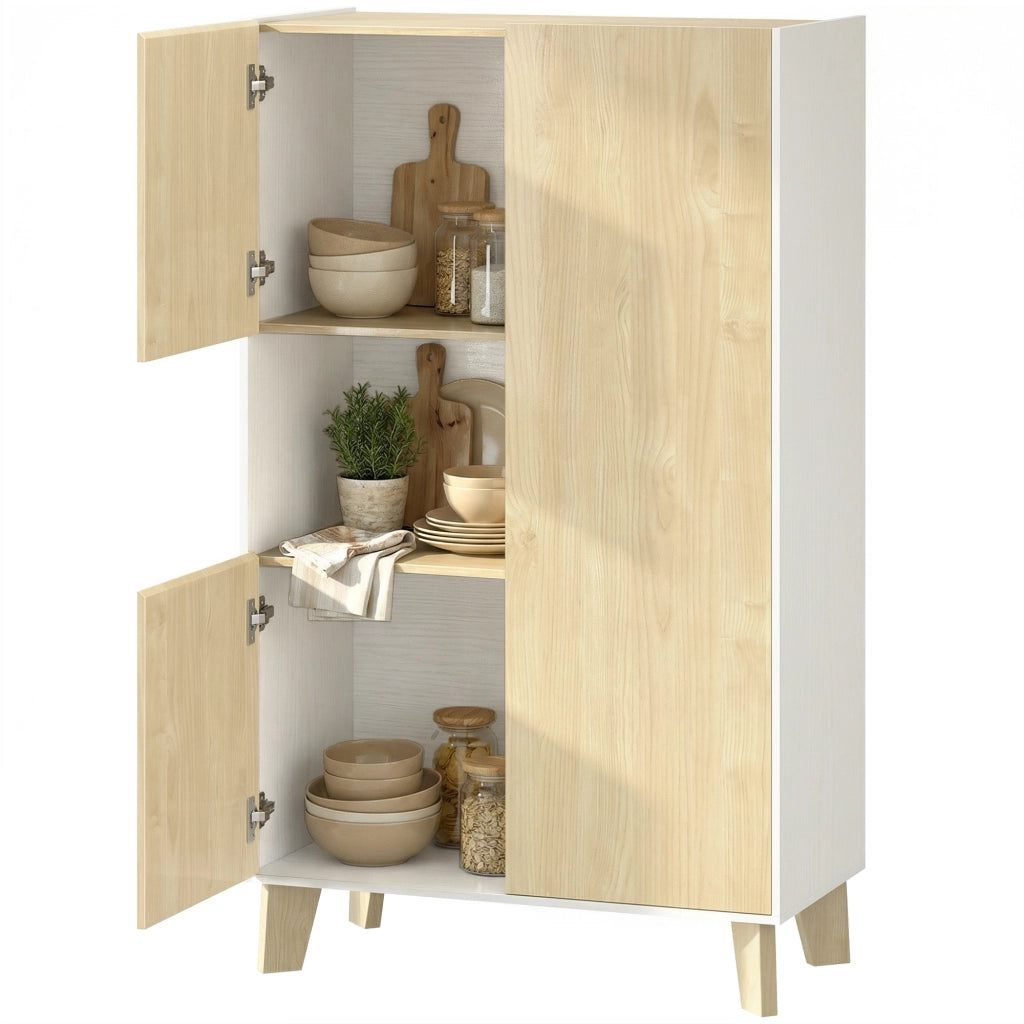 Buffet ¨C zephmum ¨C bianco e legno naturale, 80x40x135cm
