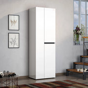 Linfa, Armadio Multiuso Grande Cassetti Made in Italy, 60.8x190h cm Bianco Lucido