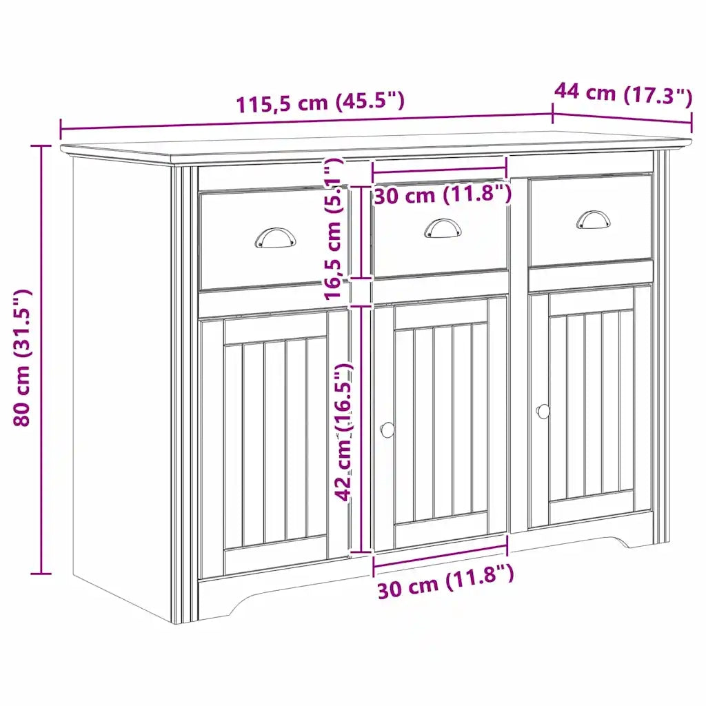 Credenza con cassetto BODO Marrone miele 115,5 x 44 x 80 cm 42023482