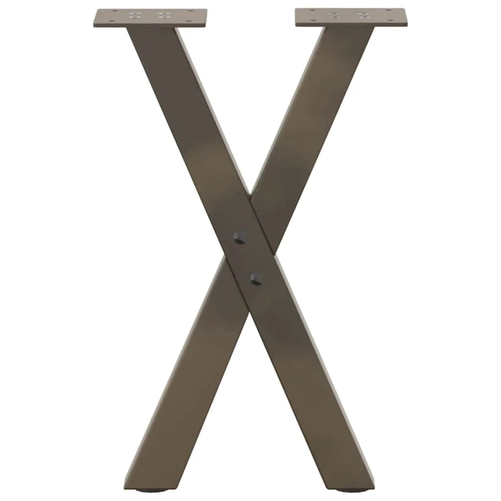 Set di 2 gambe per tavolino da caffè a forma di X 28 x 43 cm con piedini regolabili design moderno acciaio naturale 02_0057166