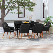 Set Mobili da Pranzo per Giardino 7 pz con Cuscini Nero cod mxl 43771