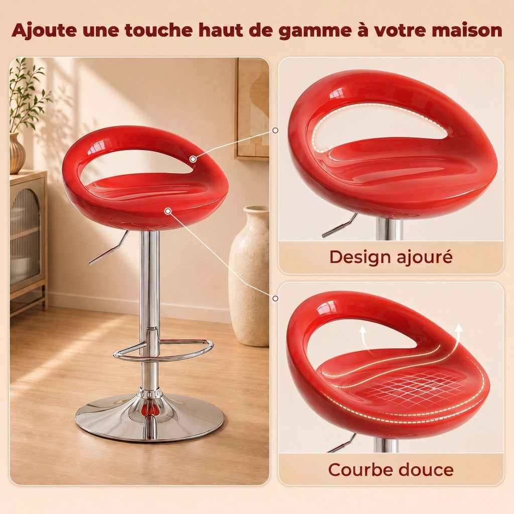 Sgabelli da Bar Girevoli Set 2 ¨C zephmum ¨C Altezza Regolabile Seduta in ABS Base in Acciaio Rosso