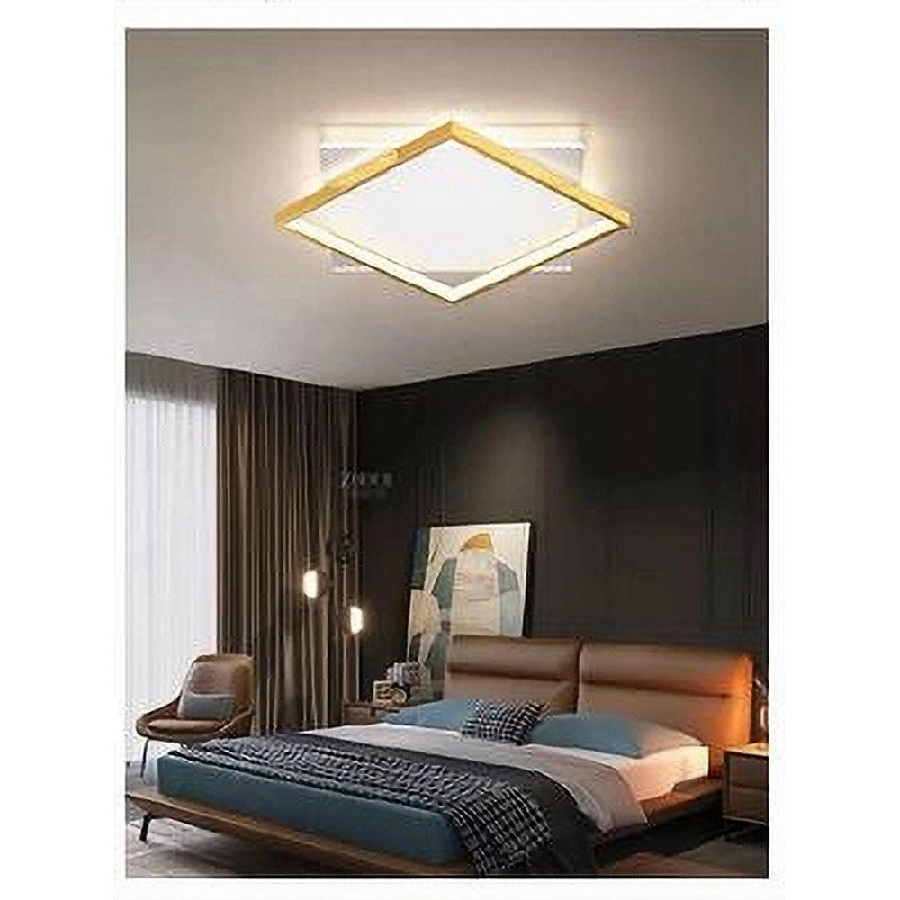 Trade Shop - Plafoniera Led 30 W Quadrata Oro Moderno Lampadario Soffitto Luce Naturale 71033 -