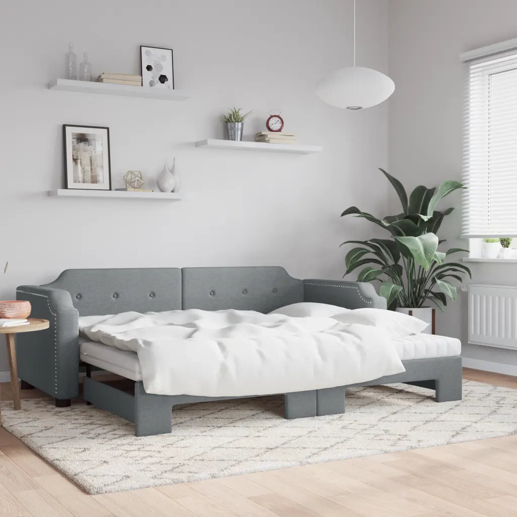 Divano Letto Estraibile Materassi Grigio Chiaro 100x200 Tessuto 3197657
