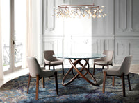 Tavolo da pranzo rotonda vetro temperato e noce