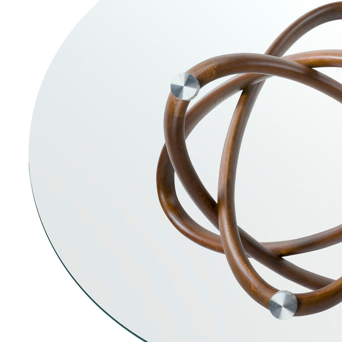 Tavolo da pranzo rotonda vetro temperato e noce