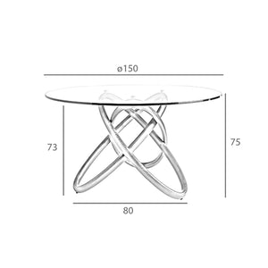 Tavolo da pranzo rotonda vetro temperato e noce