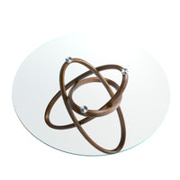 Tavolo da pranzo rotonda vetro temperato e noce