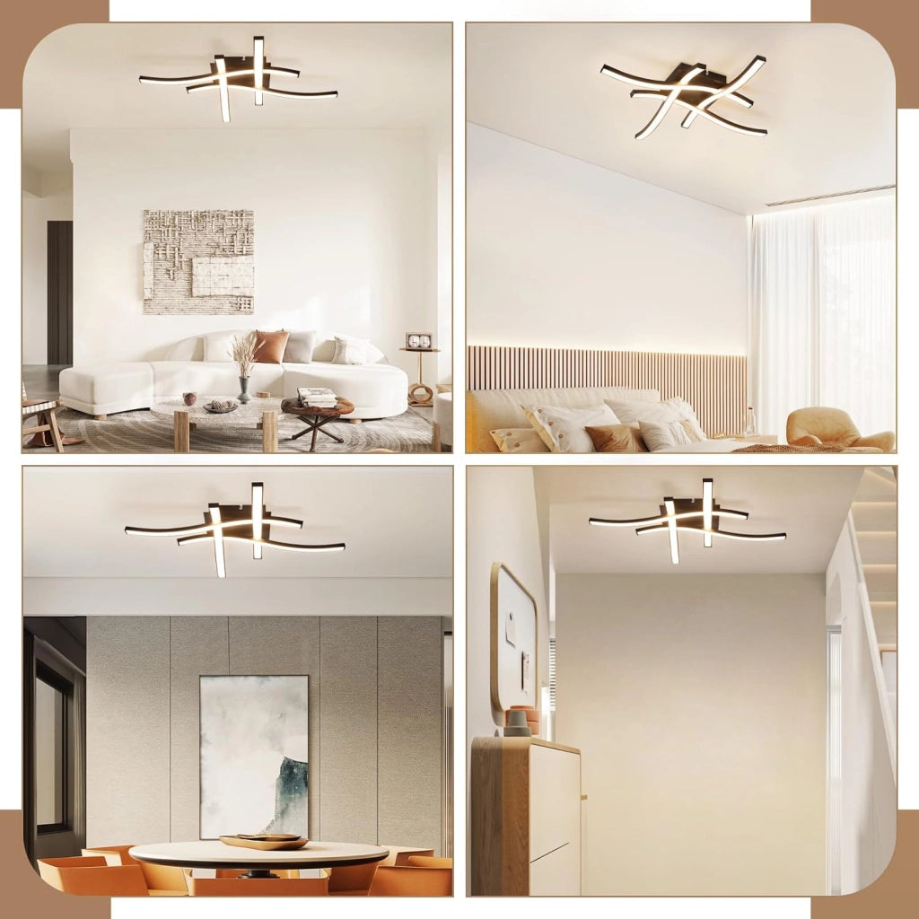 ZMH Lampada da Soffitto LED Nera 24W 3000K Luce Calda Design Moderno per Camera Letto Soggiorno Corridoio Ufficio